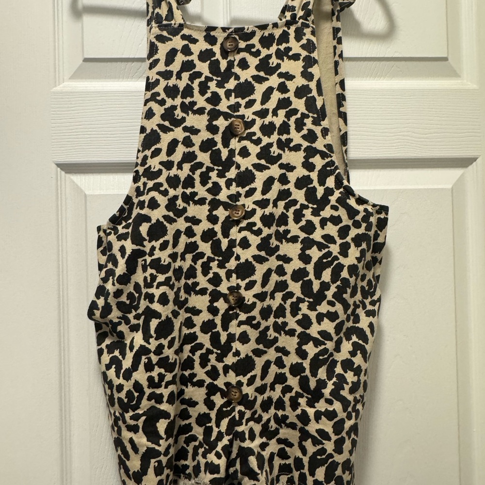 Leopard Print Jumpsuit Overall Shorts